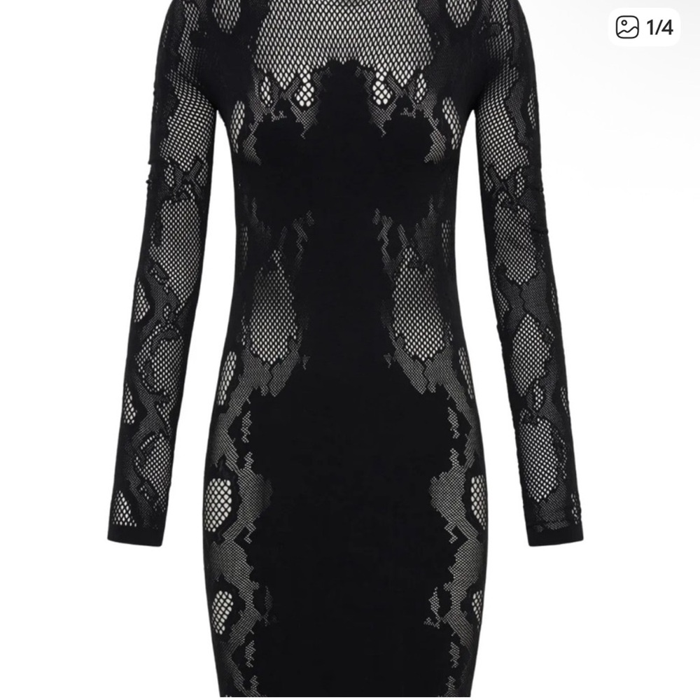 Dion Lee Black Lace-Panel Long Sleeve Bodycon Dress